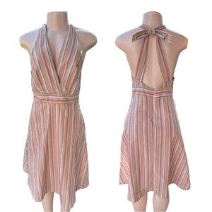 Gypsies and Moondust Haltered Dress‎ in Multicolor neutral Pastel Stripes Size 7